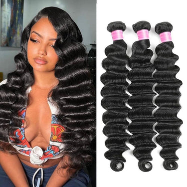 Megalook Buy 3 pcs Loose Deep Wave Get 1 Free 5x5 Lace Closure (Free Part) 100% Natural Human Hair Weaves Deal