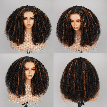 Megalook Flip Over Half Wig #P1B/30 Kinky Curl Drawsting Wig No Glue Need Endless Protective Styles Seamless With Hairline