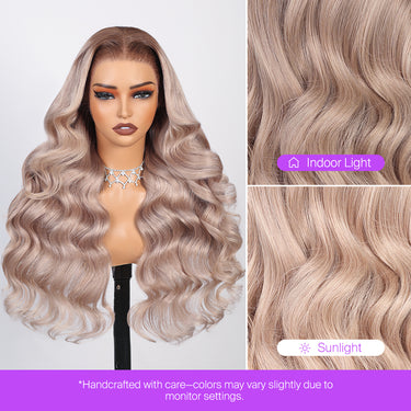 Ash Blonde Ombre 13x6 Glueless Wig Under Indoor Light and Sunlight