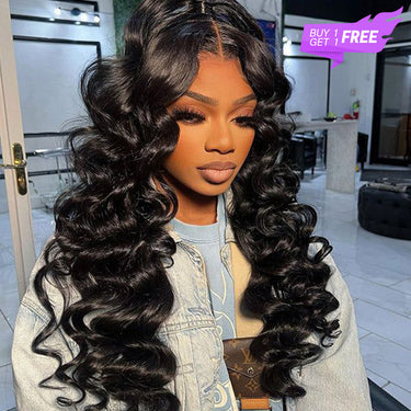 Megalook Bogo Free Pre-Cut Glueless 5x6 Lace Pre-plucked Wear Go Closure Loose Curly Human Hair Wig