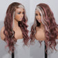 New Launch 22 inch Side Part Brown Hair With Barbie Pink/613 Blonde Mixed Highlights Body Wave 13x4 Lace Front Human Wigs