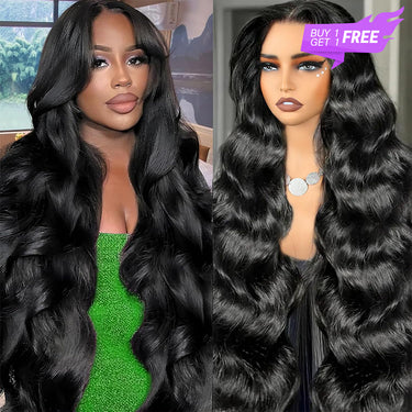 Megalook Bogo Free 6X5 Glueless Pre Cut Lace Glueless Wig 180%&250% Body Wave Human Hair Wear And Go Wig