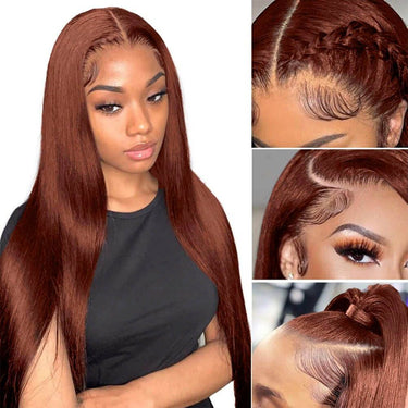 $100 OFF Code: MS100 | Pre-Cut 5x6 HD Lace #33 Reddish Copper Brown Straight Breathable Airy Cap Real Glueless Human Wigs