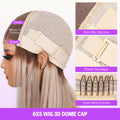 Ash Blonde Ombre Straight 6x5 Bob Wig 3D Dome Cap