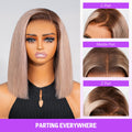 Ash Blonde Ombre Straight 6x5 Bob Wig Parting Everywhere