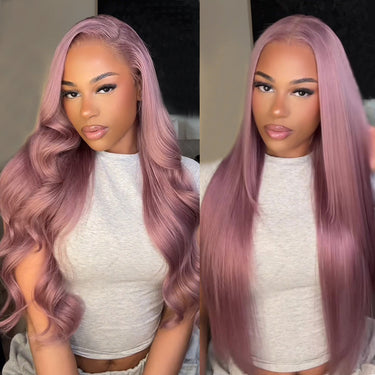 Megalook Ash Purple 6x5 Pre-Cut Glueless & 13x4 Lace Front Wigs Rose Gold Hair Color Frontal Wigs Human Hair