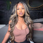 Megalook Bogo Free 30 inch 6x5 Transparent Lace Balayage Straight Hair Body Wave Wig