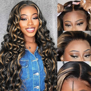 Crazy Clearance Sale Balayage Highlight Loose Deep Wave 6x5 Glueless Pre-Cut Lace Wigs Middle Part