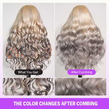 Blonde To Grey Ombre 13x6 Three Go Wig Before VS After Combing