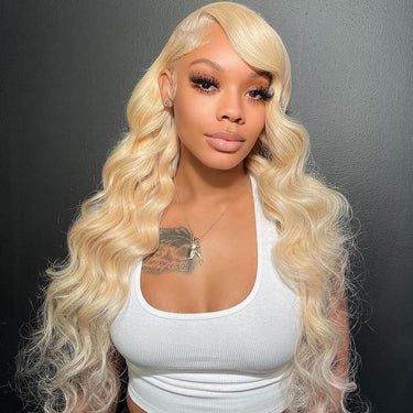 13x4 Lace Wigs 613 Blonde Straight/Body Wave Human Hair Wigs Can Dye to Pink Blue Green purple silver ginger orange Gold Color