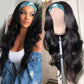 (Super Deal)18-22 inch Headband Wig Non-Lace Glueless Body Wave Natural Black Human Hair Wig Put On & Go