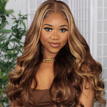 Megalook New Launch Glueless HD Lace Wig Body Wave 5x5 Highlight P4/27 Color Dome Cap Wigs