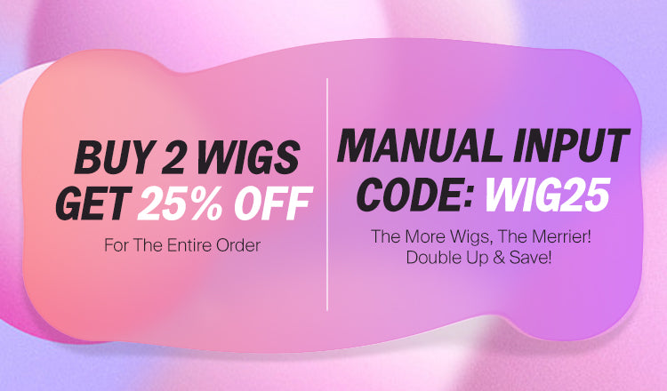 Buy 2 Wigs Get 25% Off Banner On Mobile
