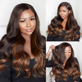 Chestnut Brown Ombre Body Wave Wig Model Show