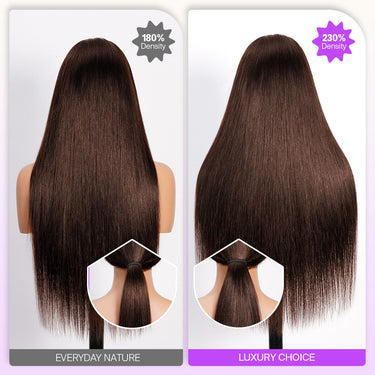 4 Chocolate Brown 13x6 Three Go Wig 180 VS 230% Density