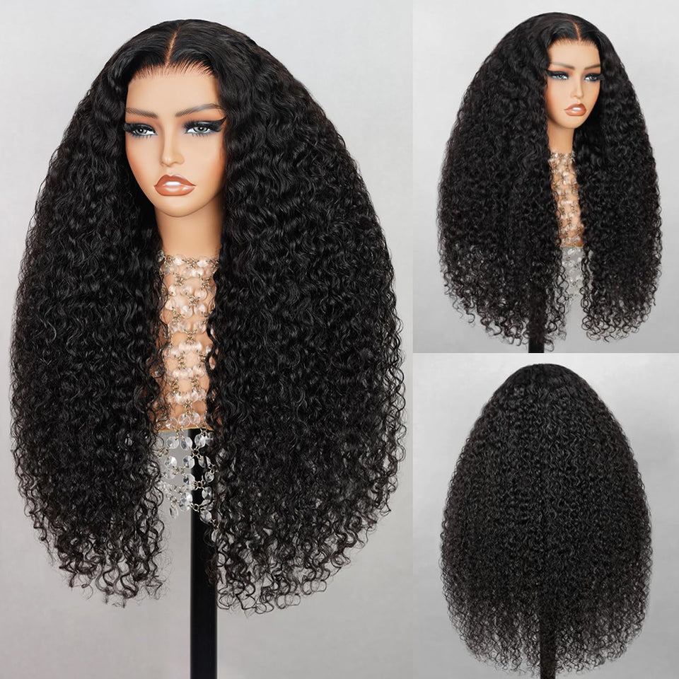 Megalook 13x4 Lace Frontal Jerry Curly Wigs invisible knots Natural Bl
