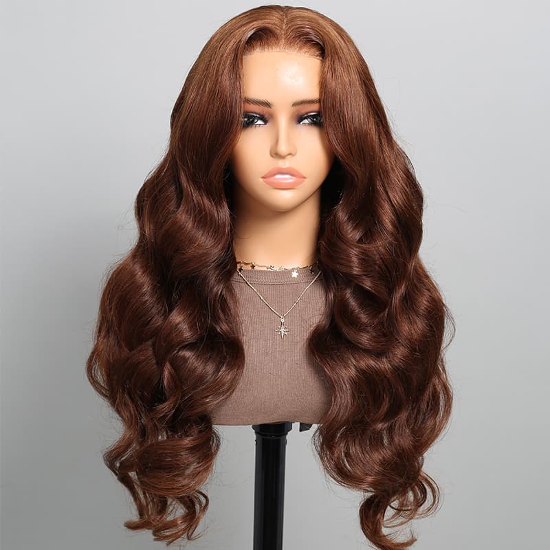 Megalook 13x4 Chocolate Lace Front Wigs Transparent Lace #4 Dark Brown