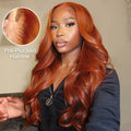 Dark Copper Ginger 13x6 Three Go Glueless Wig With Pre-plucked Hairline