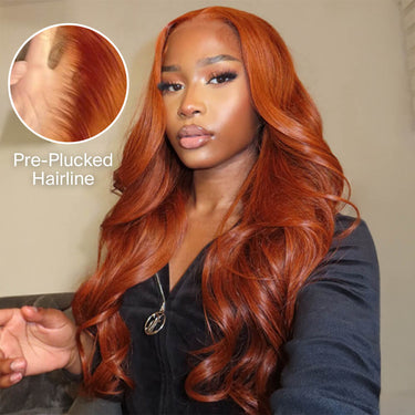 Dark Copper Ginger 13x6 Three Go Glueless Wig With Pre-plucked Hairline