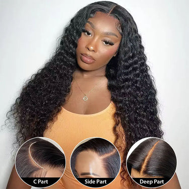 Undetectable Transparent 13X6 Lace Front Wigs Deep Wave Curly Wigs Black Wigs