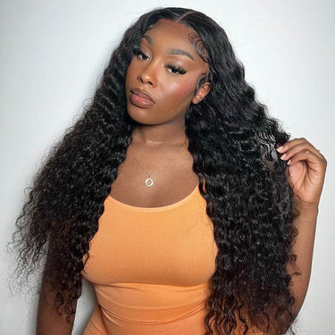 Undetectable Transparent 13X6 Lace Front Wigs Deep Wave Curly Wigs Black Wigs