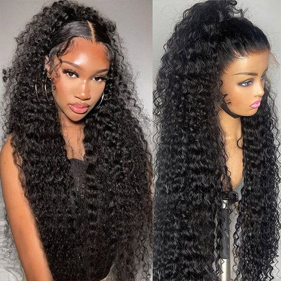 Megalook Hair 13X4 5X5 5X6 HD Transparent Lace Front Wigs Deep Curly 180% Density Wig