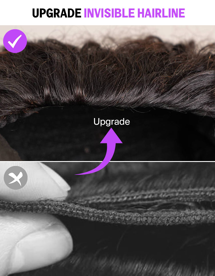 Megalook 3 in 1 Half Wig Glueless Yaki Straight Wigs With Drawstring N