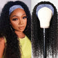 (Super Deal)18-22 inch Headband Wig Non-Lace Glueless Jerry Curly Natural Black Human Hair Wig