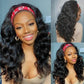 (Super Deal)18-22 inch Headband Wig Non-Lace Glueless Body Wave Natural Black Human Hair Wig Put On & Go