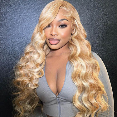 Megalook #P27/613 Blonde Highlight 6x5 13x6 Wear Go Glueless Wigs 13x4 Body Wave Honey Blonde Wig With Blonde Highlights