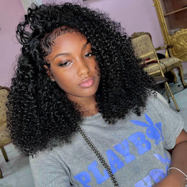 Pre Cut Lace | Kinky Curly 13x4 HD Lace Frontal Wig With Pre-plucked Edges Wig Easy Wear And Go