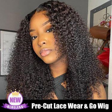 Pre Cut Lace | Kinky Curly 13x4 HD Lace Frontal Wig With Pre-plucked Edges Wig Easy Wear And Go