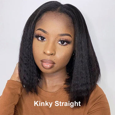 Megalook Bogo Free Kinky Straight Short 360 Lace Frontal Wigs Glueless Brazilian Bob Wigs With Baby Hair Pre-plucked Natural Hairline