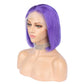 New Light Lavender Wig Straight Bob Short Cut Transparent Lace Front Wigs