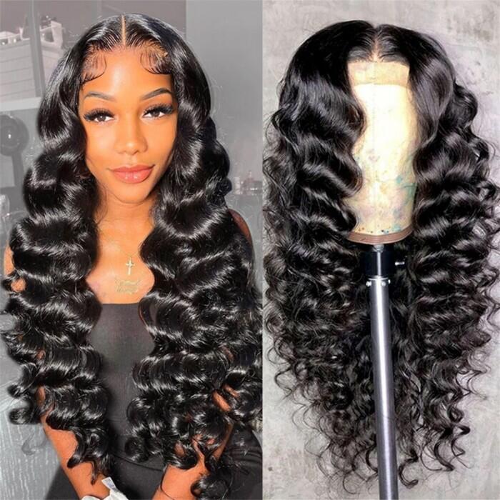 Megalook Water Wave Transparent 4x4 Lace Closure Wigs Affordable Human ...