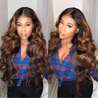 Special offer | 30inch = $199 Megalook 13x4 Lace Highlight P1B/30 Highlight Brown #4 Chestnut Body Wave Wig Undetectable Lace Front Wigs