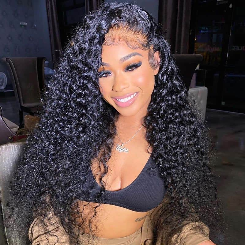 Megalook Curly 360 Lace Frontal Wig Preplucked Brazilian Curly