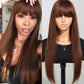 {Super Sale} Megalook 3x2 Lace Closure Body Wave Wigs With Bangs Wear Go 100% Human Hair Natural Black