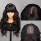 {Super Sale} Megalook 3x2 Lace Closure Body Wave Wigs With Bangs Wear Go 100% Human Hair Natural Black