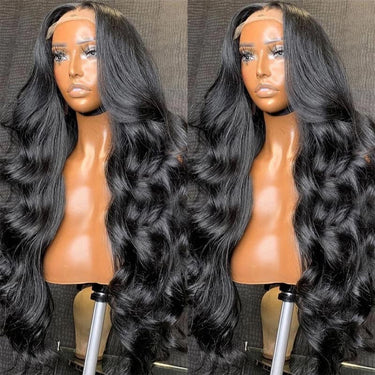 32 inch Long 4x4 Lace Closure Human Hair Wigs Body Wigs For Women Black