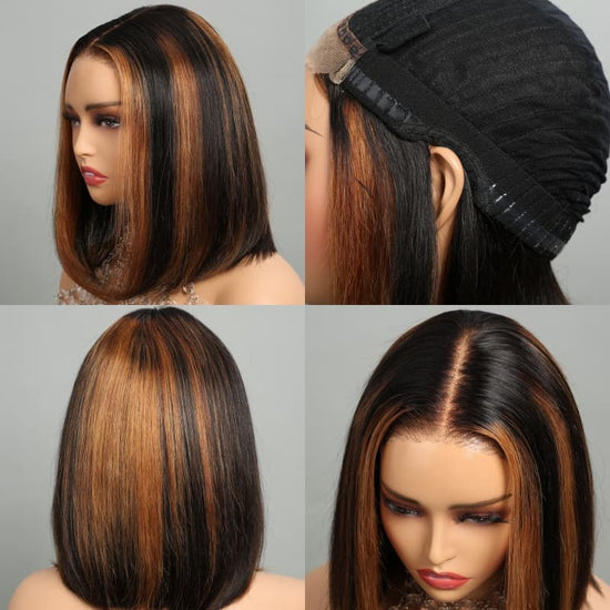 Megalook Bogo Free 6 Inches Deep Part Pre-Cut Lace Wigs Straight Bob No Code Needed
