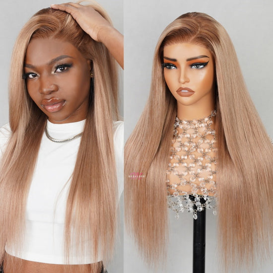 Megalook Cozy Blonde with Dark Roots Hair Barbie Pre Cut 6X5 Hd Lace Wear Go Wigs