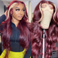 Highlight Blonde 613 & Red Wine 99j Burgundy Skunk Stripe Color 13x4 13X6 Lace Front Wig Can Be Part Anyway