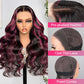 Megalook Transparent 13x4 Lace Front Wig Black Hair With Purple Highlights Straight/Body Wave Human Hair Wigs
