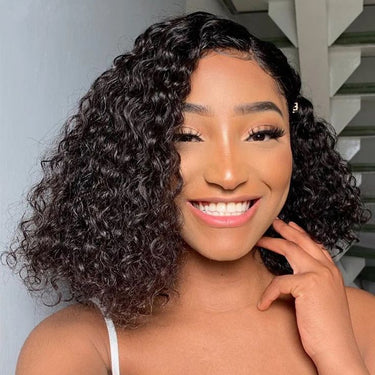 $100 OFF Code: MS100 | Megalook Short Cut Water Wave Bob Wig 6 Inch Deep Part  Curly Human Hair Wigs Glueless Lace Wear Go Wig