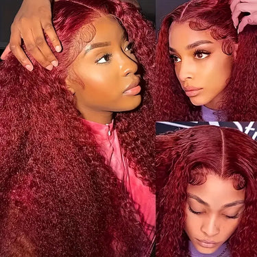 Megalook Bogo Free SDD Salon-Quality 99J Colored Glueless Pre-Cut Lace Wig Minimalist 6 Inch Deep Part Hairline Kinky Curl Wig