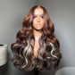 Perfectly Blend Multi-dimensional Highlights Color 13x4 HD Lace Frontal Face-framing Body Wave 100% Human Wig