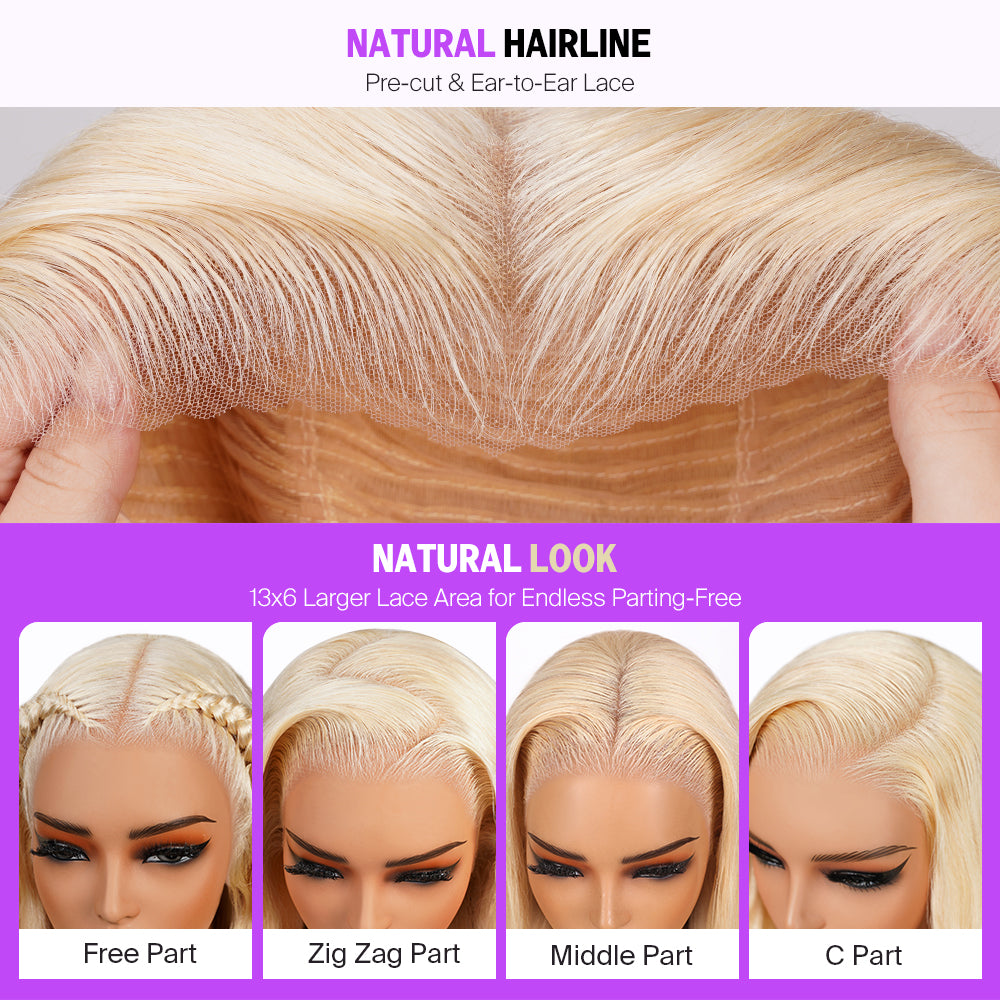 Blonde Glueless Wavy Wig With Gray Ombre Blonde glueless wavy wig with gray ombre