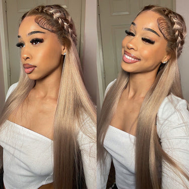 Megalook Ombre Ash Blonde All Pre-Styled Upgrade 13x6 ProAngle™ Frontal Wig 250% Density Deep Free Parting Without Glue