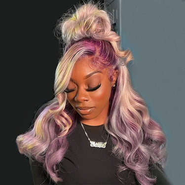 Megalook Pre-Sale | Ombre Purple Blonde Wigs Body Wave 6x5 Wear Go Glueless Pre-Cut Lace Wigs